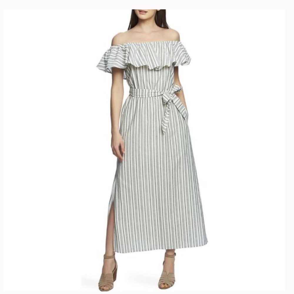 Elegant Off-Shoulder Striped Dress